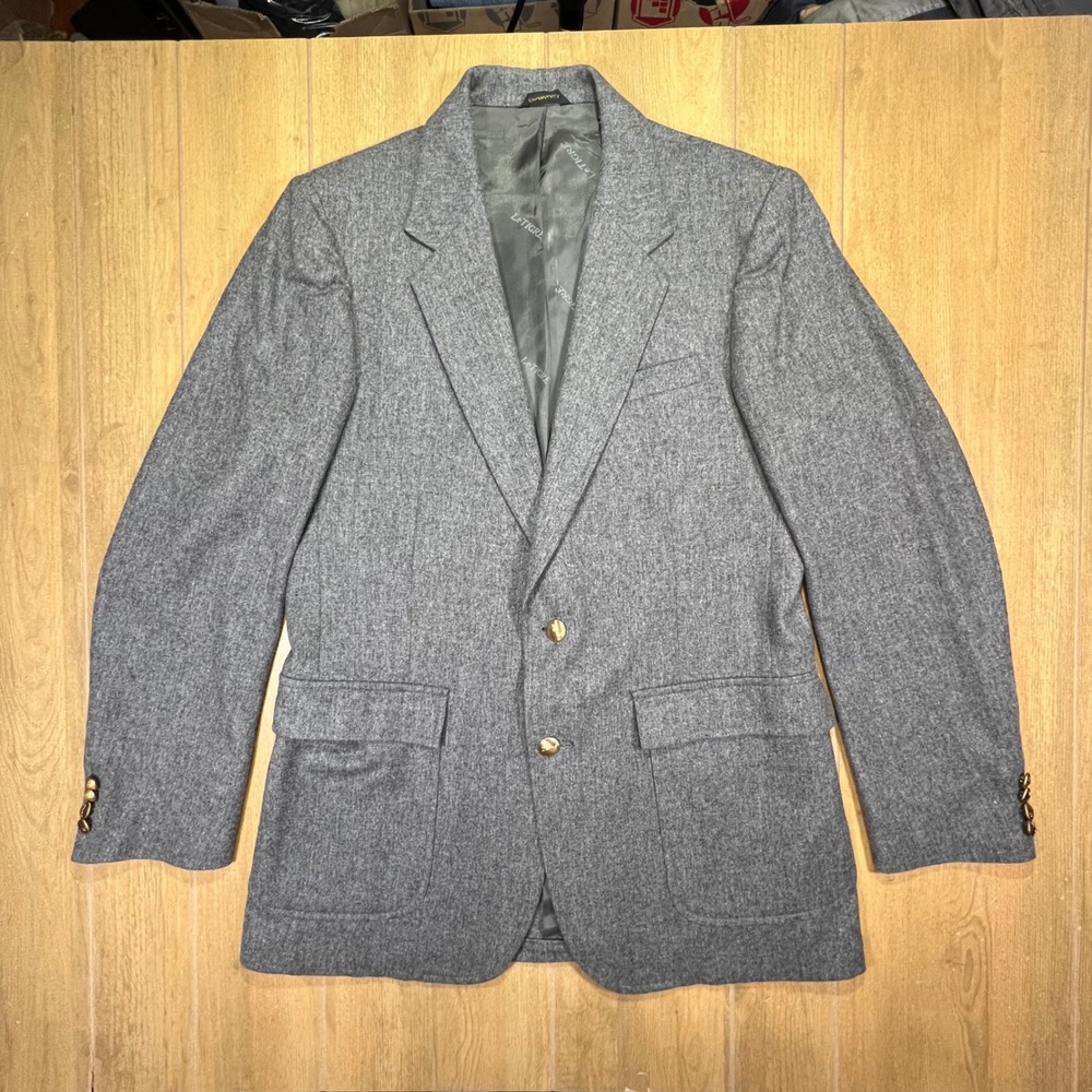 Le Tigre Mens Grey Pure Wool Blazer Sport Coat Vintage Made in USA 44R Grey Marl